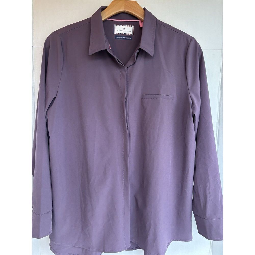 Modern Ambition Shirt Womens Delightfully Technical Violet Purple Blouse - Large